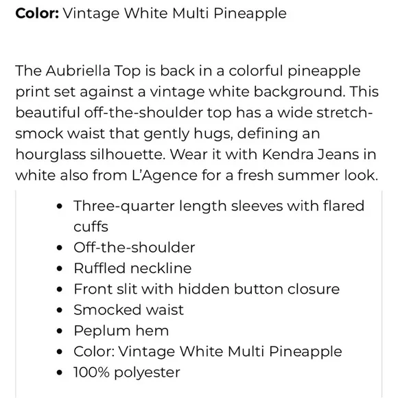 L’AGENCE Aubriella Off-Shoulder Blouse in Vintage Pineapple - Picture 8 of 11